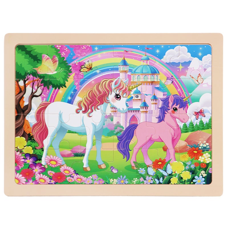 Wooden 24-Piece Puzzle Children'S Cartoon Fairy Tale Flat Wooden Puzzle Early Education Intelligence Toys - Image 1